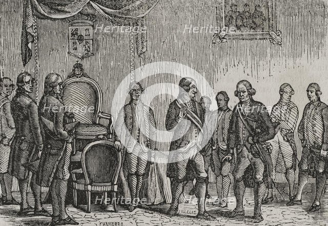 Anger of King Charles IV with the Count of Aranda, War of Roussillon, (1793-1795), 1851.  Creator: Unknown.