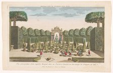 View of a park with trees, hedges and lawns where orange trees are planted in the summer, 1700-1799. Creator: Anon.