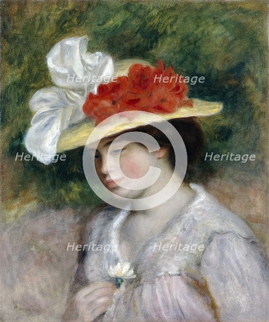 Woman in a Flowered Hat, 1889. Artist: Renoir, Pierre Auguste (1841-1919)