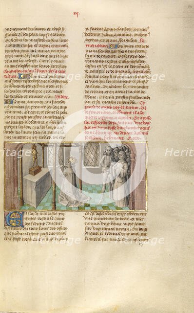 Simonides Consulting the Oracle of Apollo; Miroir Historial, about 1475. Creator: Unknown.