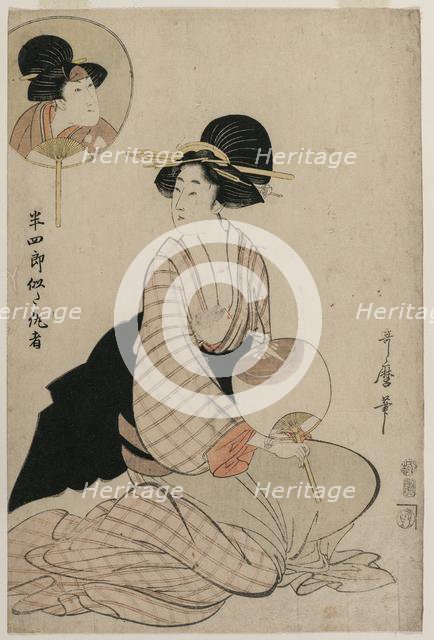An Attractive Woman Who Looks Like the Actor Iwai Hanshiro V, 1806. Creator: Kitagawa Utamaro (Japanese, 1753?-1806).