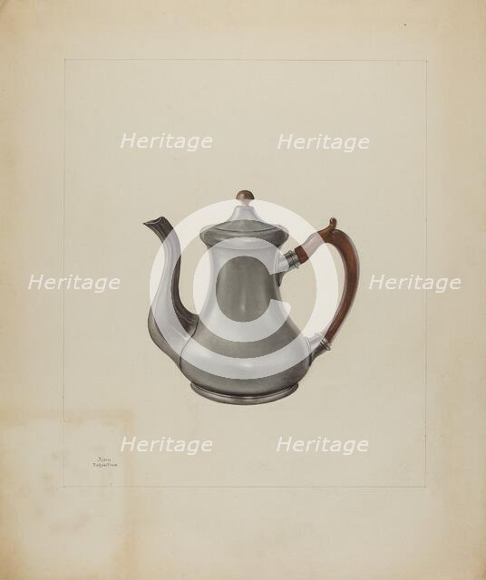 Pewter Teapot, 1935/1942. Creator: John Tarantino.