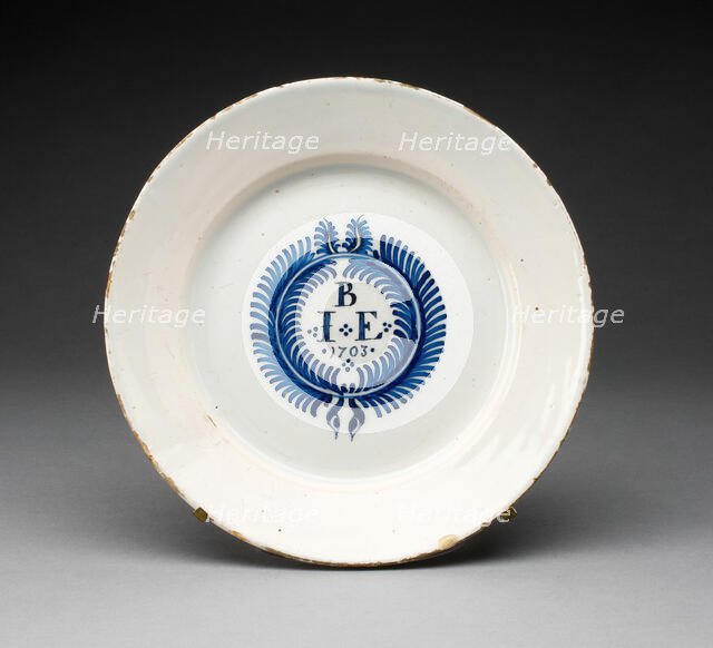 Plate, Staffordshire, 1703. Creator: Staffordshire Potteries.