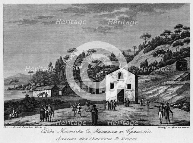 View of Sao Miguel Settlement in Brazil, 1813. Creator: Ivan Ivanovich Kolpakov.