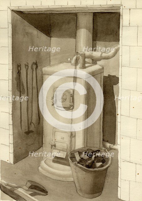 Coal stove, 1951. Creator: Shirley Markham.