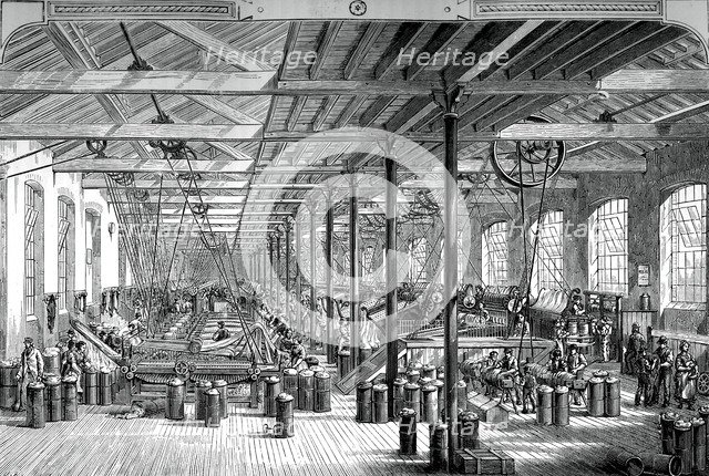 The spinning room in the Shadwell rope works, c1880. Artist: Unknown