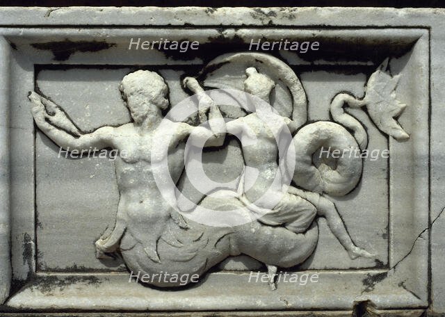 Relief of a column base, Sanctuary of Apollo of Didyma, Temple of Apollo, Anatolia, Turkey, 1999. Creator: Unknown.