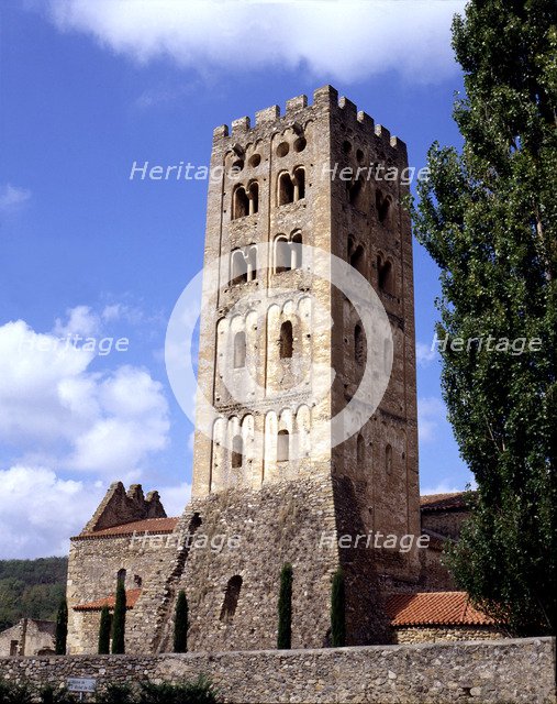 Benedictine Monastery of Sant Miquel de Cuixà, exterior view of the tower.