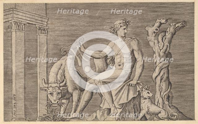 Speculum Romanae Magnificentiae: Apollo Tending the Flocks of Admetus, 16th century. Creator: Marco Dente.