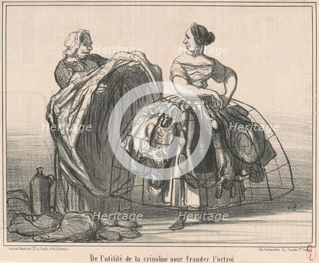 De l'utilité de la crinoline pour frauder l'octroi, 19th century. Creator: Honore Daumier.