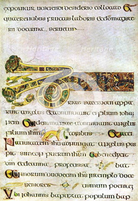 Portion of The Argument to the Gospel of St John, 800 AD, (20th century). Artist: Unknown