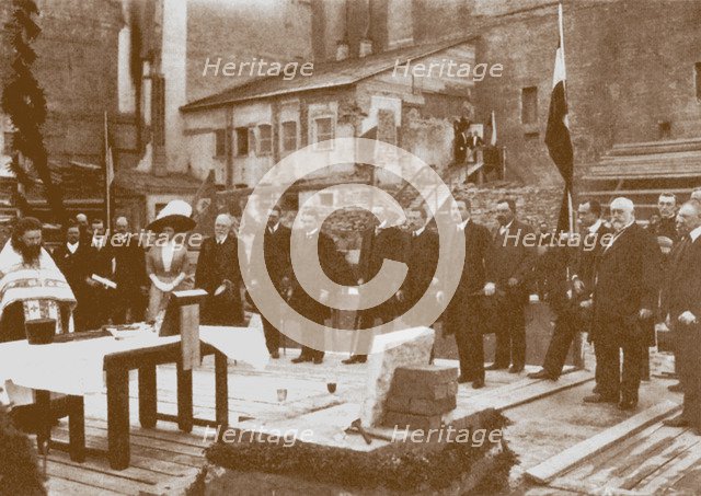 Public prayer before the beginning of the construction work of the the new German Embassy in St. Pet Artist: Anonymous  