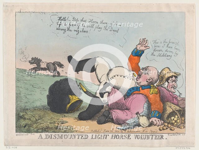 A Dismounted Light Horse Volunteer, June 30, 1804., June 30, 1804. Creator: Thomas Rowlandson.