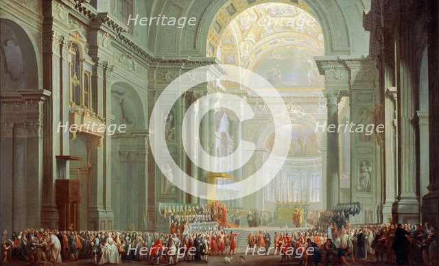 'Interior of the Basilica of Saint Peter in Rome', 18th century.  Artist: Giovanni Paolo Panini