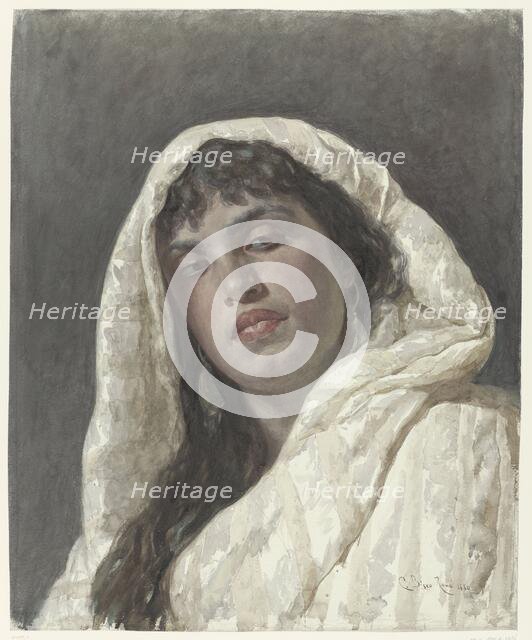 Bust of an oriental woman, 1880. Creator: Cesare Biseo.