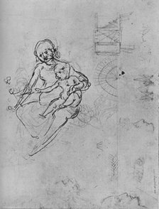 'Study of a Madonna and Child, of Profiles and of Machinery', 1478-1480 (1945).  Artist: Leonardo da Vinci.