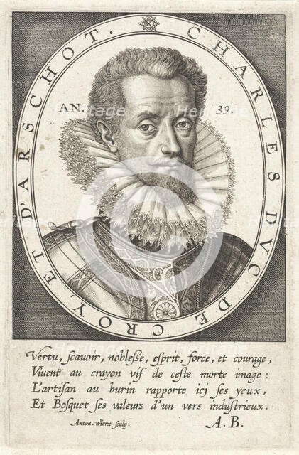 Portrait of Charles III de Croÿ (1560-1612), 1599. Creator: Wierix, Antonie II (c. 1552-c. 1604).