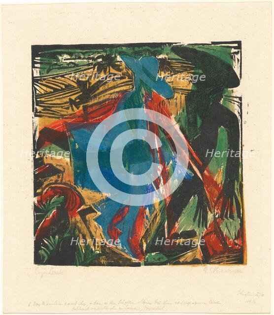 Peter Schlemihls wundersame Geschichte: Schlemihls Begegnung mit dem Schatten..., 1915. Creator: Ernst Kirchner.