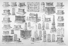 Depiction of monuments of notable persons in Bunhill Fields, Finsbury, London, c1860.                Artist: Anon
