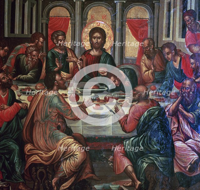 Ikon painting of the Last Supper Artist: Michel Damaskinos 