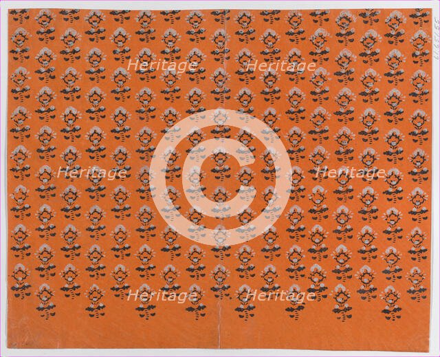 Sheet with blue and orange leaf pattern, late 18th-mid-19th century., late 18th-mid-19th century. Creator: Anon.