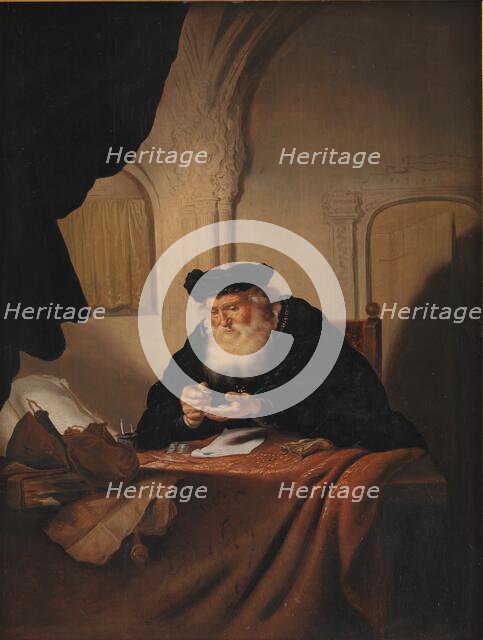 An Old Man Counting his Money;An Old Miser Counting his Money, 1635. Creators: Salomon Koninck, Adriaen Verdoel.