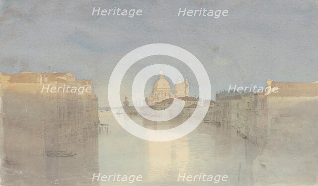 Evening mood on the Grand Canal, with Santa Maria della Salute in the background, 1851. Creator: Carl Theodor Reiffenstein.