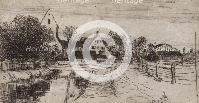 Canal, Munich, 1883. Creator: Lewis Henry Meakin.