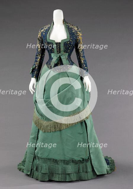 Afternoon dress, French, ca. 1875. Creators: Charles Frederick Worth, House of Worth.