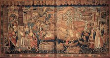 Unloading of Goods: Vasco da Gama's arrival at Calicut (Tapestry), 1504. Creator: Anonymous master.