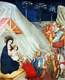 Adoration of the Magi', detail of the paintings by Ferrer Bassa, frescoes preserved in the chapel…