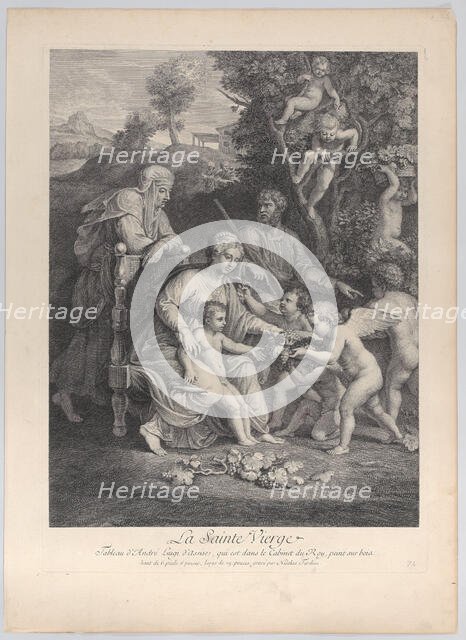 The Holy Family with Saint Elizabeth and angels, ca. 1729., ca. 1729. Creator: Nicolas Henri Tardieu.