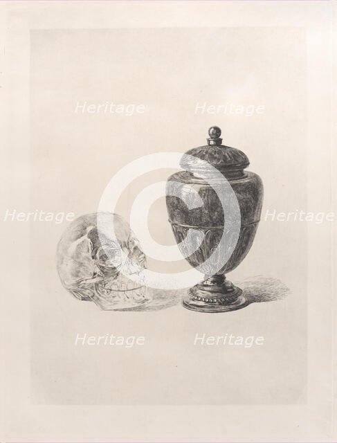 Crystal Skull and Jade Vase, 1868. Creator: Jules-Ferdinand Jacquemart.