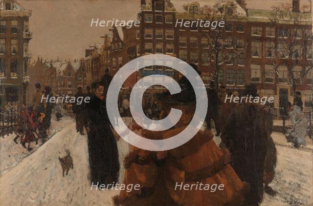 The Singel Bridge at the Paleisstraat in Amsterdam, 1898. Creator: George Hendrik Breitner.