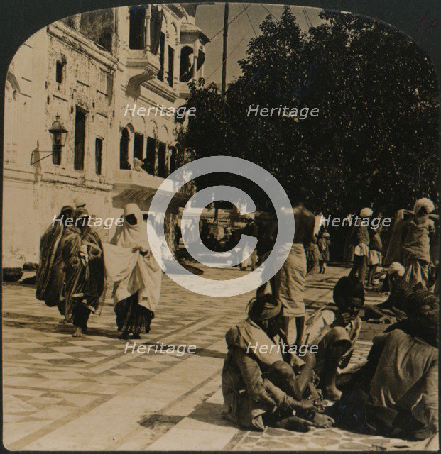 'In the courtyard of the Golden Temple. Amritsar, India', 1907. Artist: Unknown.