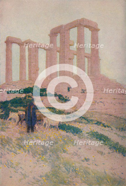 'The Temple of Poseidon and Athene at Sunium', 1913. Artist: Jules Guerin.