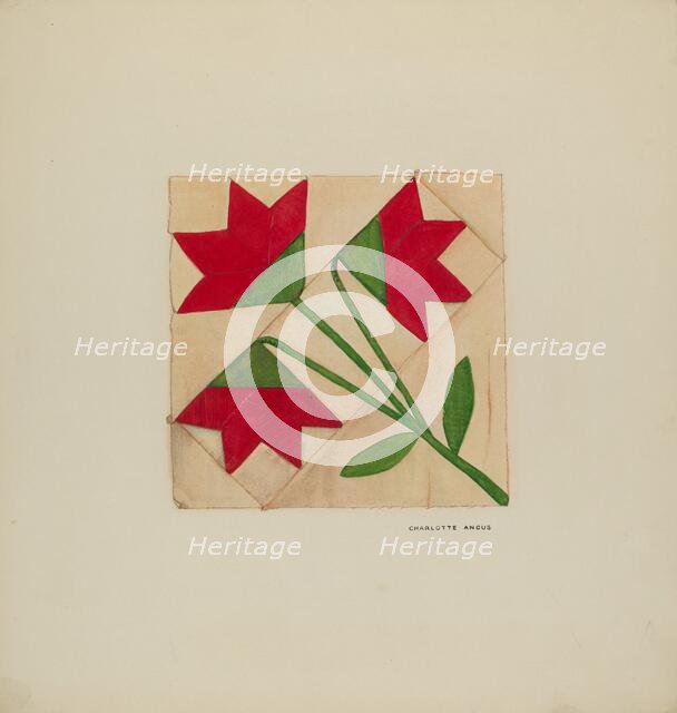Quilt Block Pattern, c. 1937. Creator: Charlotte Angus.