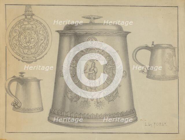 Silver Tankard, c. 1936. Creator: Eugene La Foret.