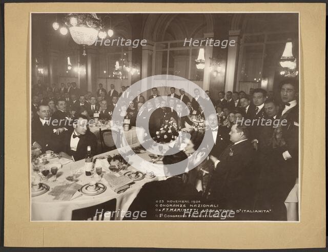 Onoranze Nazionali a F.T. Marinetti Animatore d'Italianita', 1o Congresso Futuristi Italiano, 1924. Creator: Mario Castagneri.