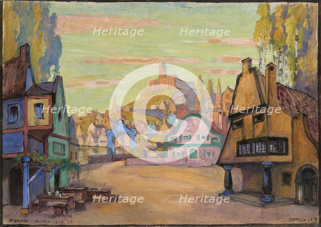 Stage design for the ballet Coppélia by Leo Delibes, 1936. Creator: Bianco, Pieretto (1875-1937).