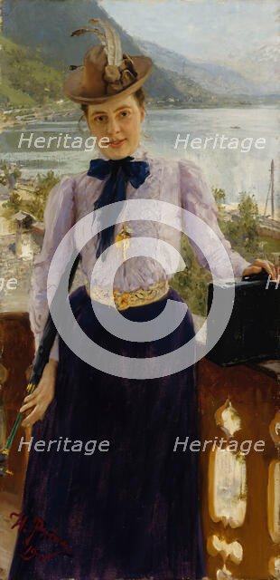Portrait of the author Natalia Borísovna Nordman-Severova (1863-1914), 1900. Creator: Repin, Ilya Yefimovich (1844-1930).