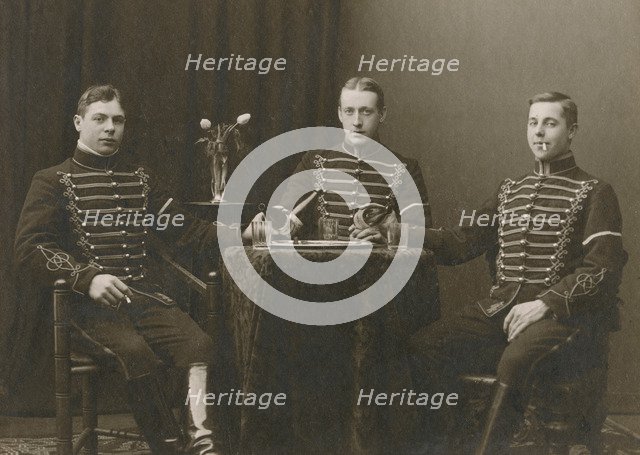 Three young uniformed cavalrymen, Malmö, Sweden, 1920s. Artist: Otto Ohm