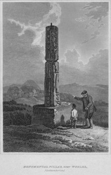 'Monumental Pillar, near Wooler, Northumberland', 1814. Artist: John Greig.