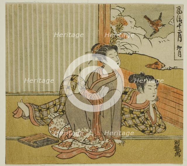 The Fourth Month (Uzuki), from the series "Fashionable Twelve Months (Furyu juni..., c. 1770/72. Creator: Isoda Koryusai.