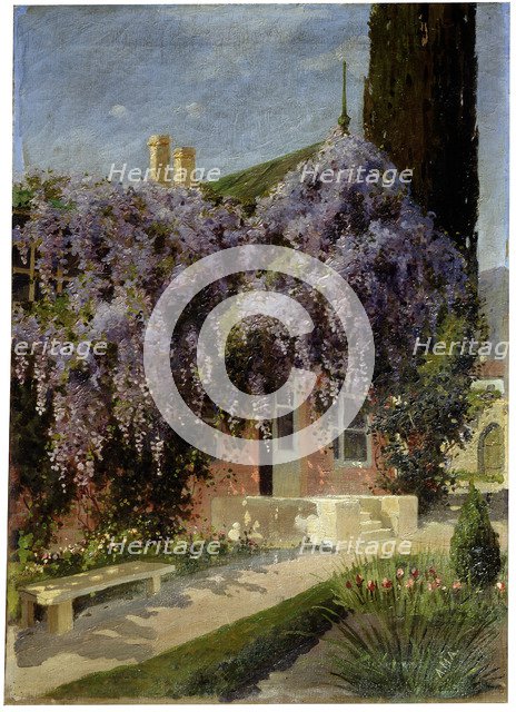 'A House Entwined with Wisteria', late 19th or 20th century. Artist: Mikhail Alisov