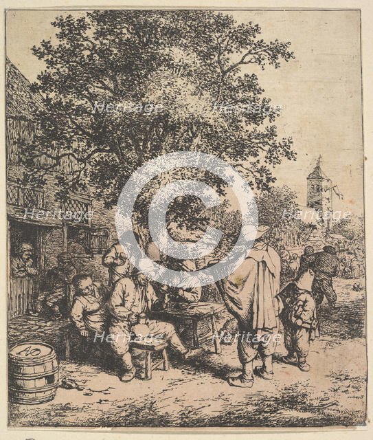 Violinist and Little Organgrinder, 1610-85. Creator: Adriaen van Ostade.