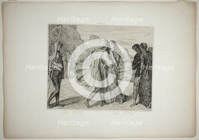 O My Fair Warrior!, plate five from Othello, 1844. Creator: Theodore Chasseriau.