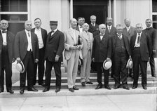 Railroad Men at White House - Heads: W.G. Lee, Pres., Board of Railway Trainmen; Warre..., 1913. Creator: Harris & Ewing.