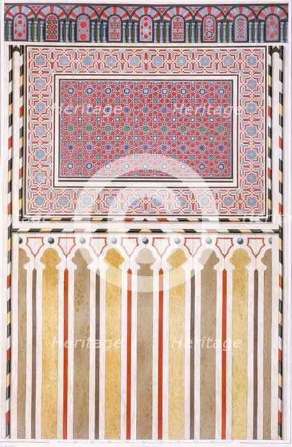 Cairo: Decoration of the El Bordeyny Mosque: geometric patterns of the mosaic of the Mihrab, pub. 18 Creator: Emile Prisse d'Avennes (1807-79).