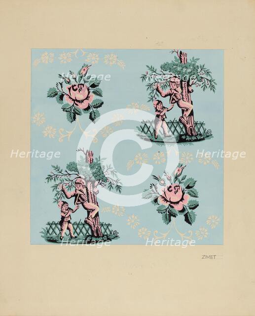 Wall Paper ("The Cherry Boy"), c. 1937. Creator: A. Zimet.